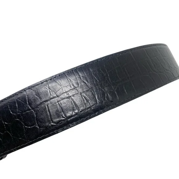 Talbots Womens Black Italian Alligator Calfskin Belt Croc Print Size Small 9851 - Picture 3 of 7
